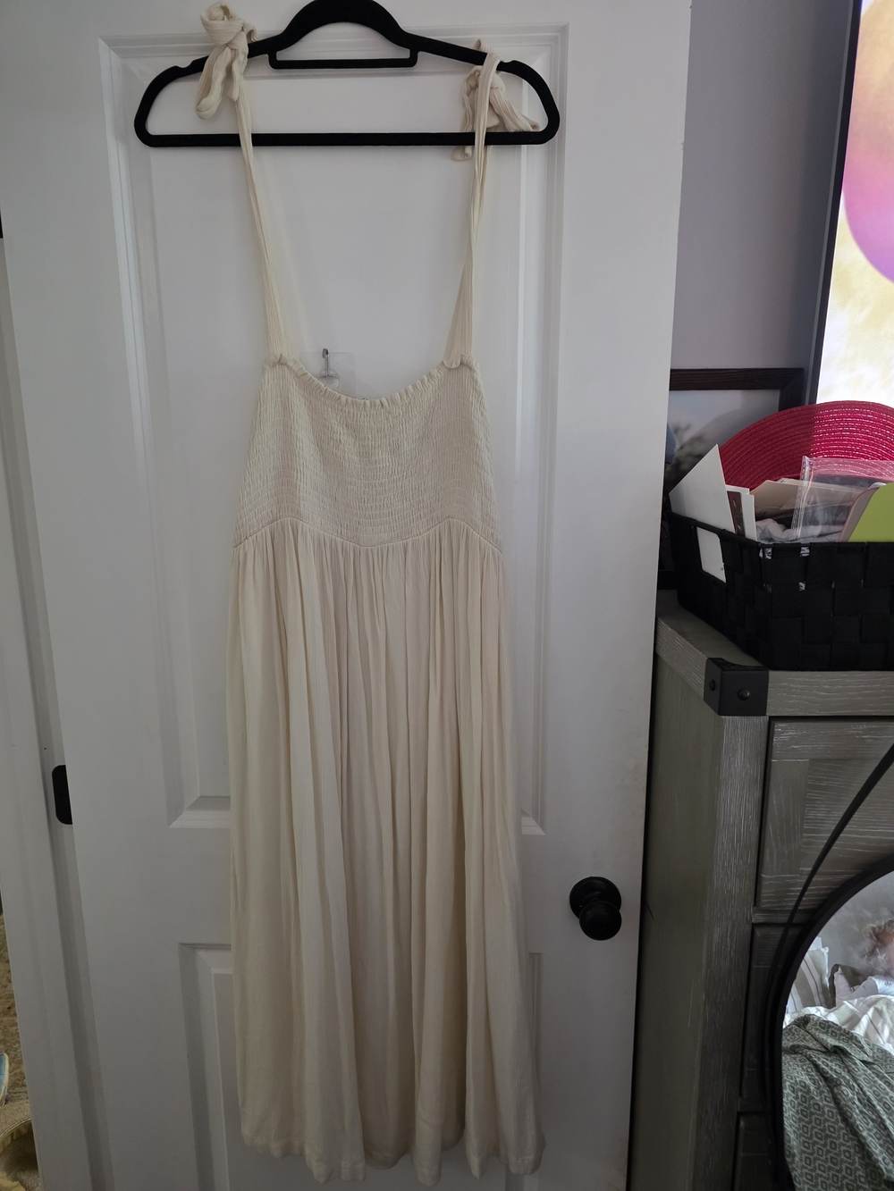 Pinkblush Cream Tie-Shoulder Midi Dress